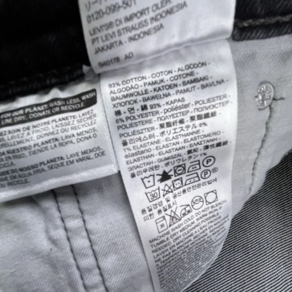 Levis 569 Jeans Mens 44x32 Black Gray Denim Loose Straight Dark Wash Stretch NEW